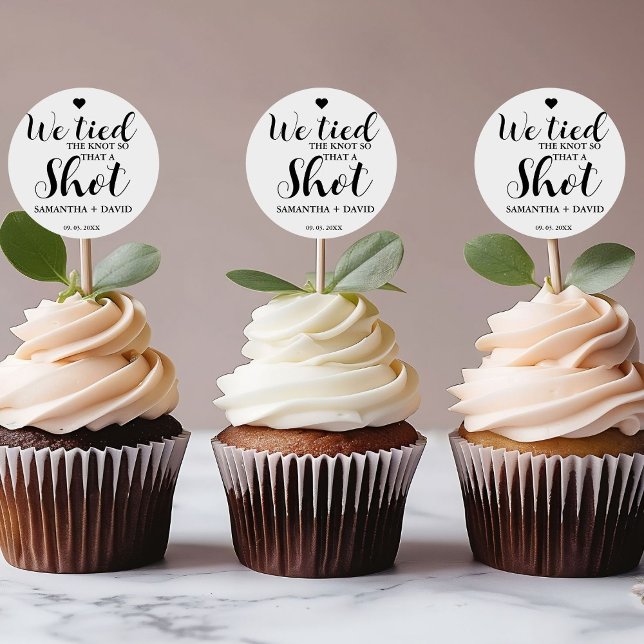 We tied the knot Take a Shot Wedding Drink Gift  Classic Round Sticker (Creator Uploaded)