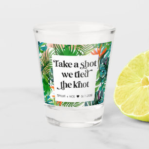 We Tied the Knot Tropical Beach Wedding Favour Shot Glass