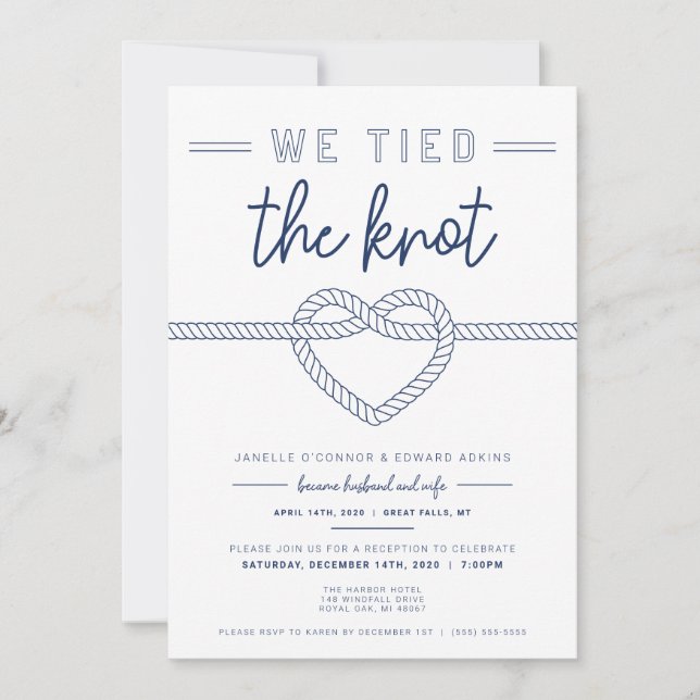 We Tied The Knot Wedding Announcement And Invite (Front)