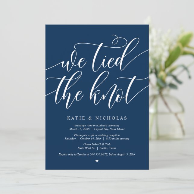 We tied the knot, Wedding Elopement Party Invitati Invitation (Standing Front)