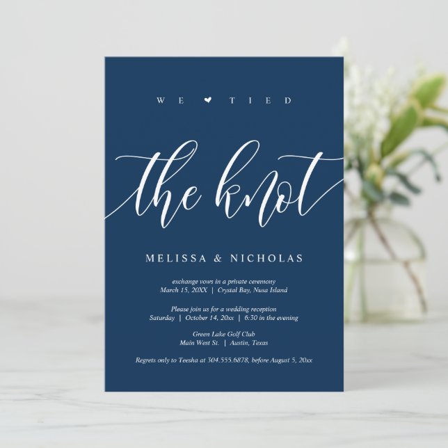 We tied the knot, Wedding Elopement Party Invitati Invitation (Standing Front)