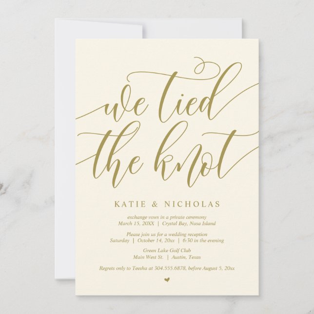 We tied the knot, Wedding Elopement Party Invitation (Front)
