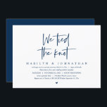 We tied the knot, Wedding Elopement Party Invitation<br><div class="desc">Modern Navy Blue Script themed,  wedding elopement invitation card (We tied the knot). It is perfect for your wedding elopement reception / post wedding celebration party. Add your details in matching black font / lettering.</div>
