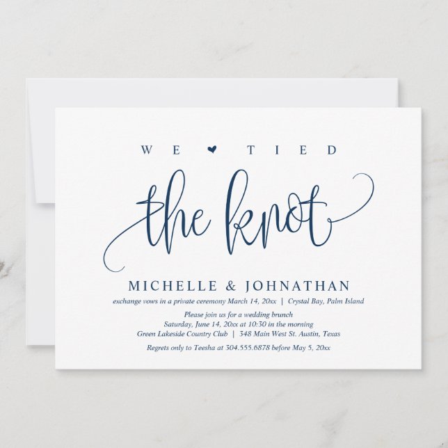 We Tied The Knot, Wedding Elopement Party Invitation (Front)