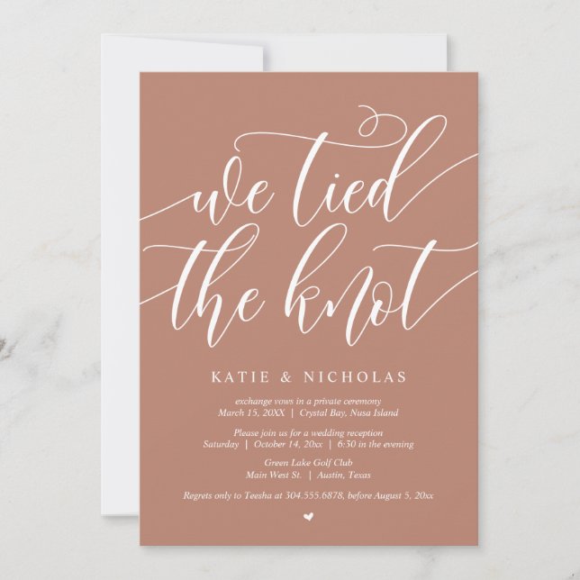 We tied the knot, Wedding Elopement Party Invitation (Front)