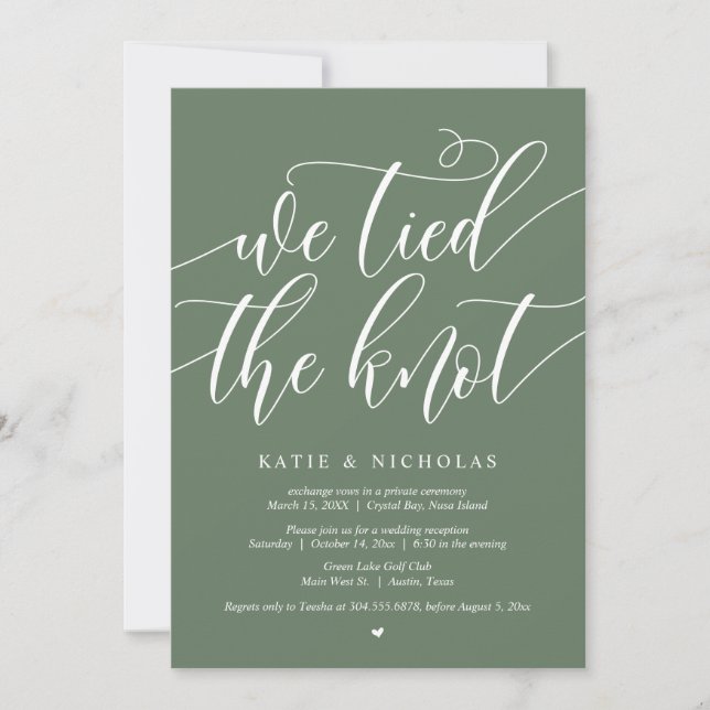 We tied the knot, Wedding Elopement Party Invitation (Front)