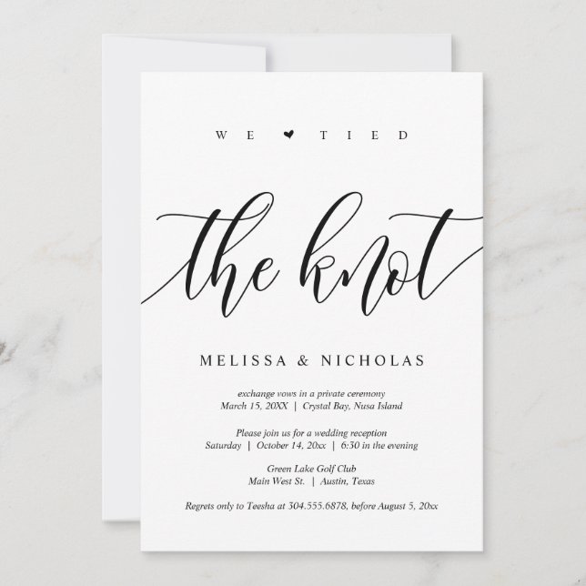 We tied the knot, Wedding Elopement Party Invitation (Front)