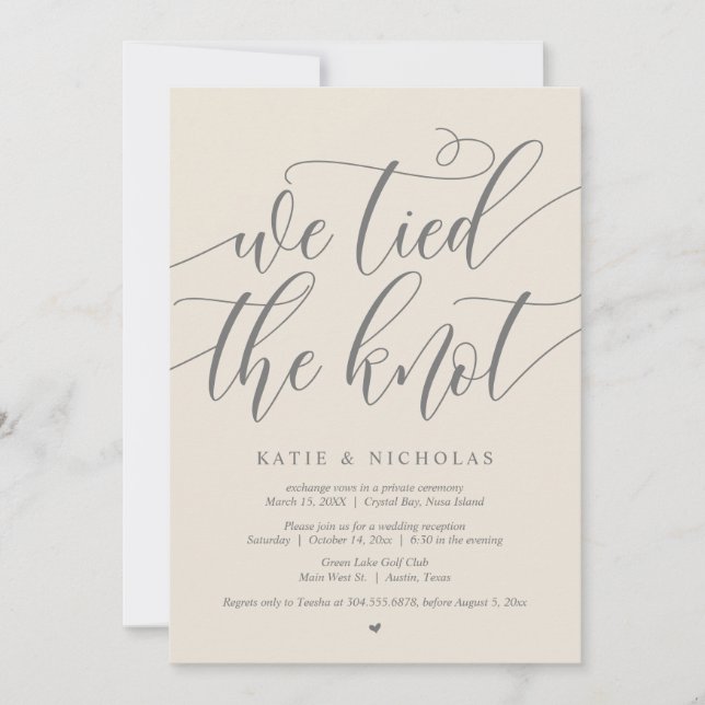 We tied the knot, Wedding Elopement Party Invitation (Front)