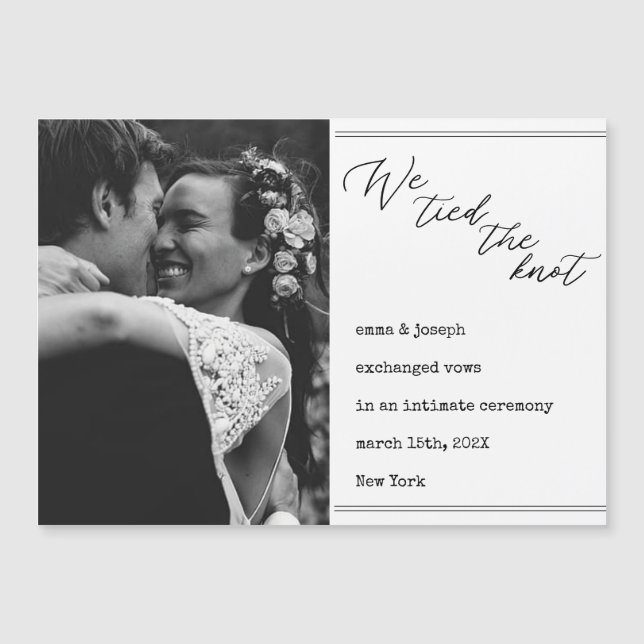 "We tied the knot" Wedding News elegant classic An (Front)