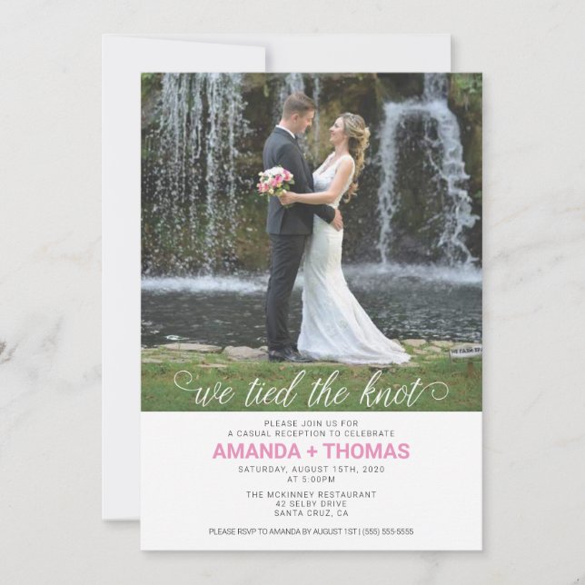We Tied The Knot Wedding Reception Invitation (Front)