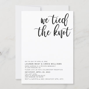 We Tied the Knot Wedding Reception Invitation