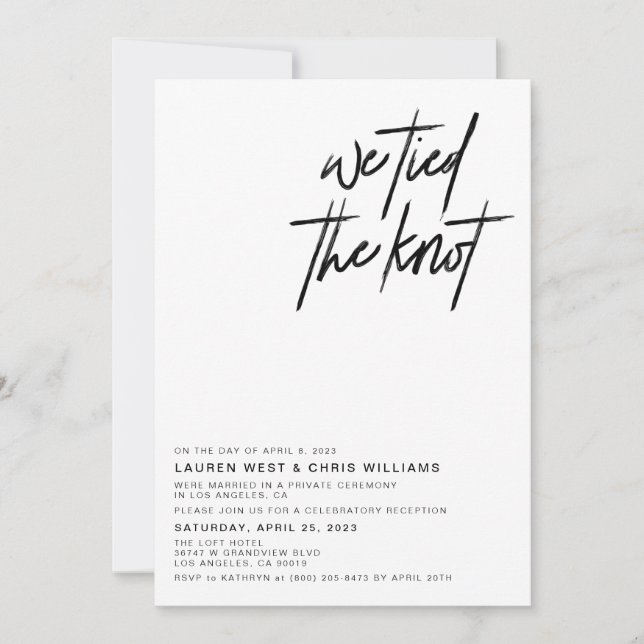We Tied the Knot Wedding Reception Invitation (Front)