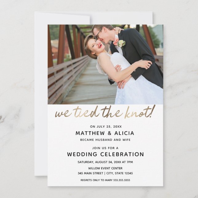 We Tied the Knot Wedding Reception Invitation (Front)