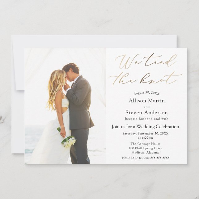 We tied the knot Wedding Reception Invitation (Front)
