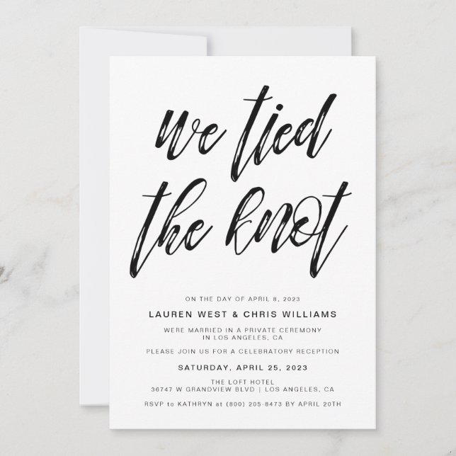 We Tied the Knot Wedding Reception Invitation (Front)