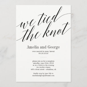We Tied The Knot Wedding Reception Modern Script Invitation