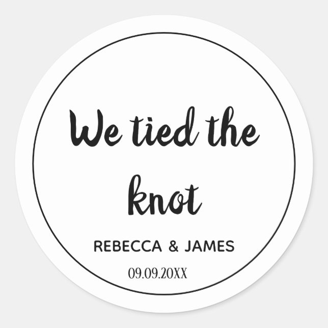 We tied the knot White Wedding Classic Round Sticker (Front)