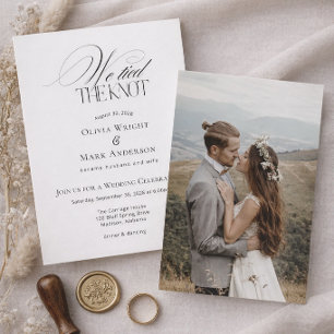 We tied the Knot with Photo Wedding Reception Invitation