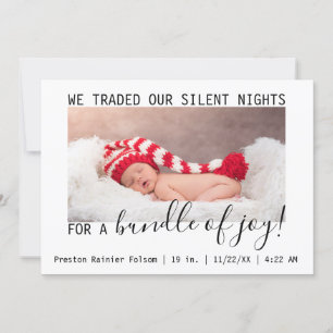 We Traded Our Silent Nights for a Bundle of Joy Holiday Card