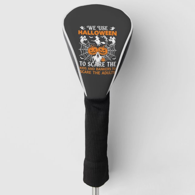 We Use Halloween Scare Ghost Pumpkins Witch Spider Golf Head Cover (Front)