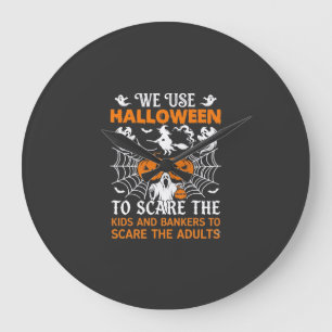 We Use Halloween Scare Ghost Pumpkins Witch Spider Large Clock