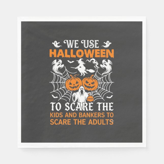 We Use Halloween Scare Ghost Pumpkins Witch Spider Napkin (Front)