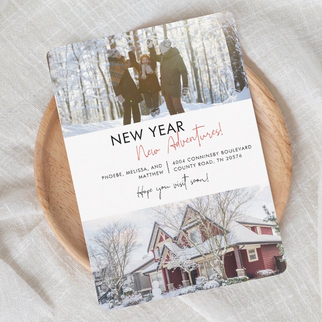 We’ve Moved Address New Year Adventures Moving Announcement (New Year Moving Announcement with Family Photo)