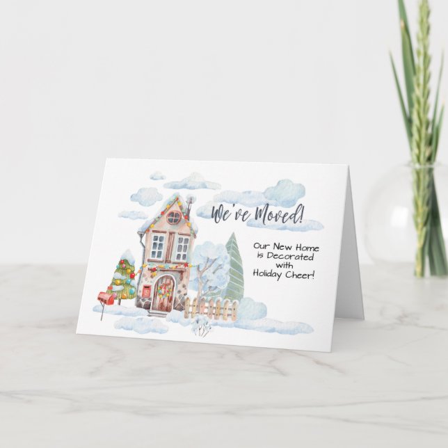 We’ve Moved Announcement Cute Christmas Watercolor (Front)