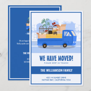 We’ve Moved Blue Truck On The Road Moving Announcement
