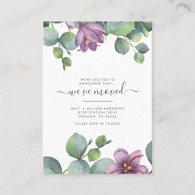 We’ve Moved Eucalyptus Change of Address Moving Business Card (Front)