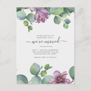 We’ve Moved Eucalyptus Greenery Floral Moving Postcard