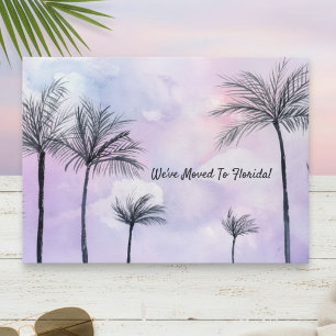 We’ve Moved Florida Palm Trees Sunset Watercolor Invitation
