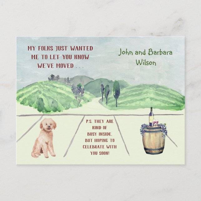 WE’VE MOVED FUN FAMILY DOG ANNOUNCES MOVE ANNOUNCEMENT POSTCARD (Front)