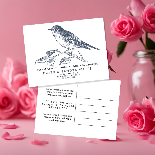 We’ve Moved Postcard – Elegant Bird Illustration (Creator Uploaded)