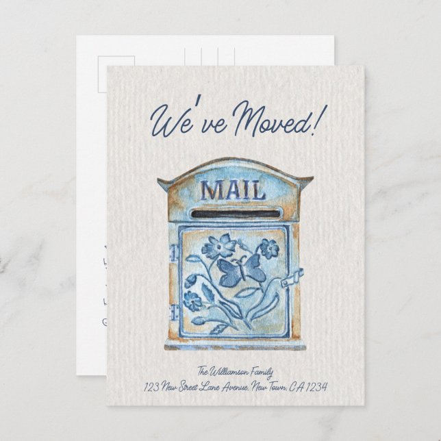 We’ve Moved Watercolor Mail Moving Announcement  (Front/Back)