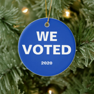 We Voted Blue White Year Politics Election 2020 Ceramic Tree Decoration