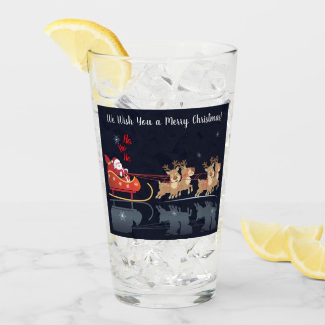 We Waiting for Santa Ho! Ho! Ho! Winter Holiday Glass (Front Ice)