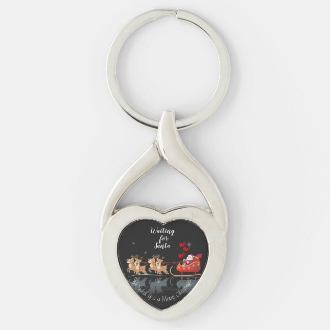 We Waiting for Santa Ho! Ho! Ho! Winter Holiday Key Ring (Front)