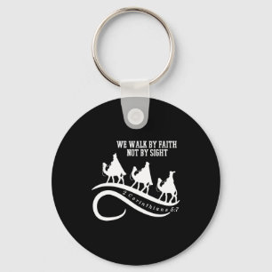 We Walk By Faith Not By Sight Christian Christmas Key Ring