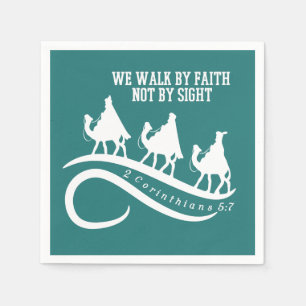 We Walk By Faith Not By Sight Christian Christmas Napkin