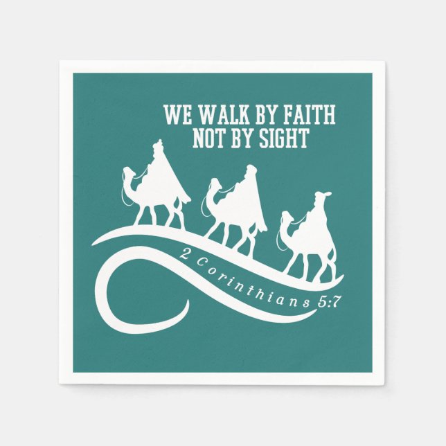 We Walk By Faith Not By Sight Christian Christmas Napkin (Front)