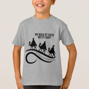 We Walk By Faith Not By Sight Christian Christmas T-Shirt