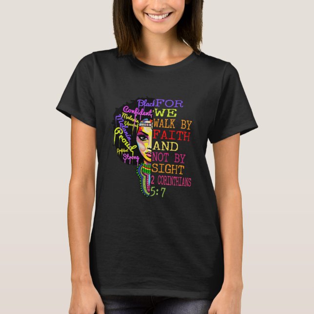 We Walk Faith Not Sight Bible Verse T-Shirt (Front)