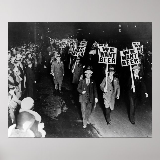 We Want Beer! Prohibition Protest, 1931 Vintage Poster (Front)