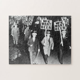 We Want Beer Protest Old Photography. Vintage Beer Jigsaw Puzzle
