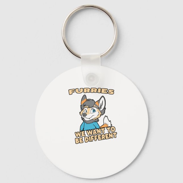 We Want To Be Different Furry Fandom Fursuit Gift Key Ring (Front)