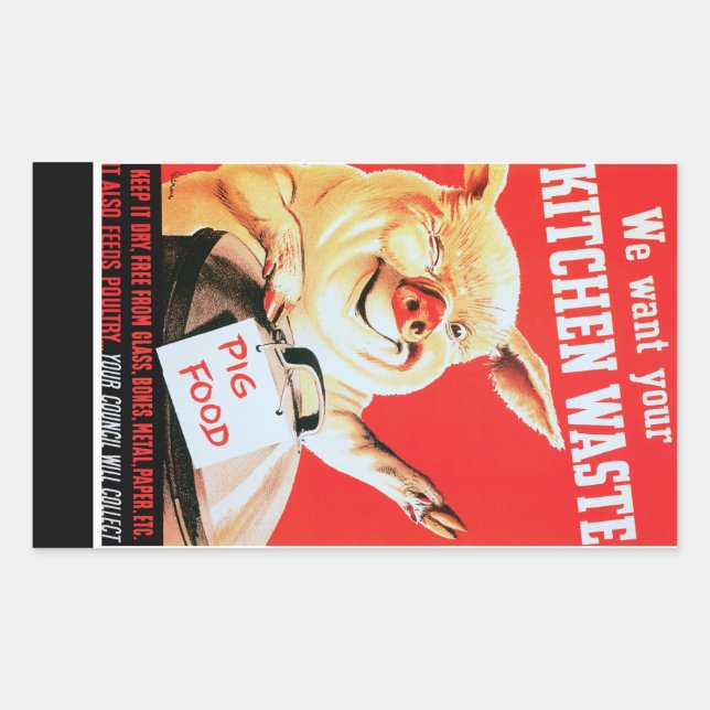 We Want Your Kitchen Waste Rectangular Sticker (Front)