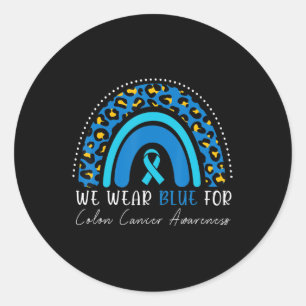 We Wear Blue Colourectal Colon Cancer Leopard Rain Classic Round Sticker