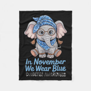 We Wear Blue Elephant Diabetes Awareness Funny Fleece Blanket