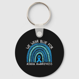 We Wear Blue For Ataxia Awareness Rainbow Gift Key Ring